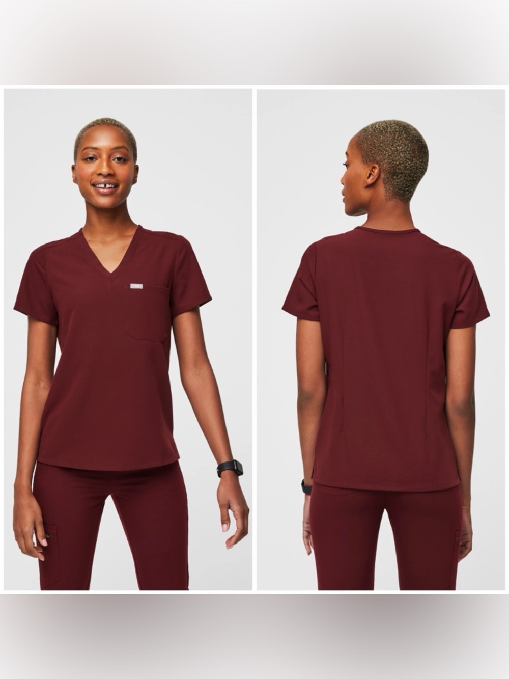 Figs Catarina One-Pocket Scrub Women Top Burgundy (Size XXS)